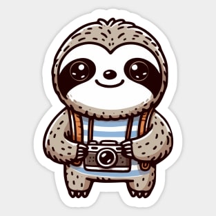 Sloth tourist with photo camera Sticker